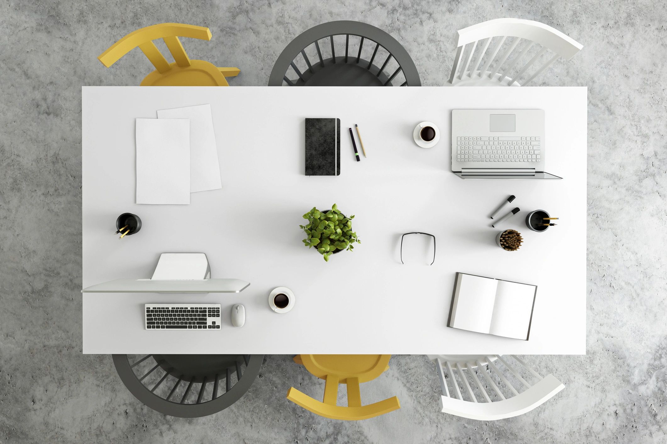 Writing desk with books and workspace materials